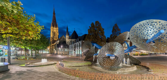 Morgentaubrunnen in der Emsdettener Innenstadt